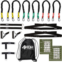 4KOR Deluxe Cross Anchored Resistance Cord System with Handles & Workout Guide