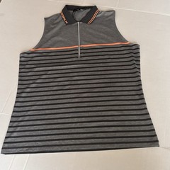 RLX Ralph Lauren Golf Sleeveless1/4 Zip Polo Shirt MoistureWicking Striped LG