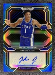 2021-22 Prizm Draft Picks Jalen Johnson College Penmanship RC Blue Auto #/45