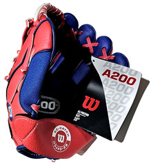 Wilson A200 All Position T-Ball 10 Inch Glove Red And Blue 2-6 Year Olds