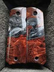 1911 Hybrid redwood Burl Wood Grips, Stabilized, Full Size