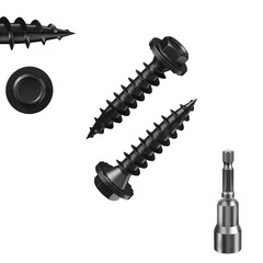 (1 Lbs)#12 X 1 Black Hex Exterior Lag Screws,5.5X25Mm, Structural Wood Screw, He
