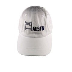 Austin TX Navy Gray on White Cotton Hat Cap Strap Buckle Paramount Apparel