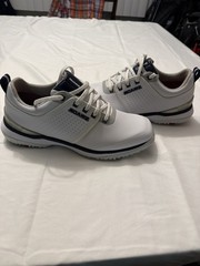 NWB Sqairz Men’s speed mesh Spiked Golf Shoes White Gray Navy Lace Up US 10