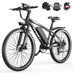 1500W Peak Electric Bike 26″ Adults Ebike 25MPH 65Miles Range 7 Speed E Bicycle
