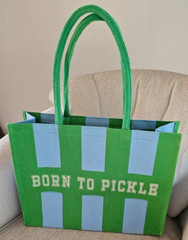 Pickleball, Born To Pickle Canvas Tote Style Gear Bag W/ Straps 18″W x 14″T 6″D