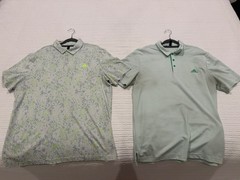 2 Adidas Ultimate 365 Mens Polos Size Large Green Stripe & Green Multi pattern