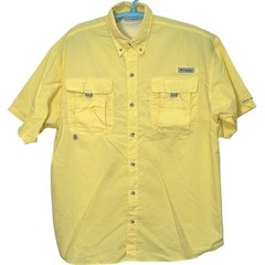Columbia PFG Bahama II Fishing Shirt Yellow Short Sleeve Omni-Shade Gorpcore L