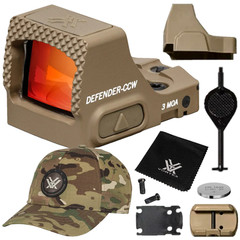 Vortex Optics Defender-CCW 3 MOA Micro Red Dot Tan w/ Patriot Sky Badge Camo Cap