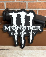 PVC Tactical Patch – White Monster Energy Patch – Morale Patch – Hook Backed