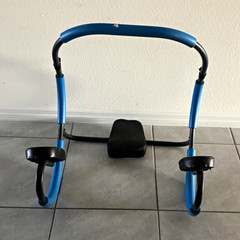 Abdominal Exerciser Bar w/ Padded Handles, Blue/Black Metal/Foam Home Use