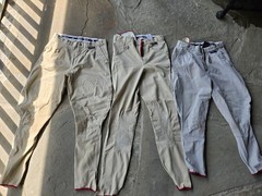 Three pair of Riding Breeches/Jodhpurs Knee Patch Pants Beige/Gray