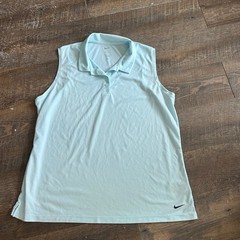 Nike Dri-FIT Womens Sleeveless Golf Polo Shirt Light Blue XL Extra Large
