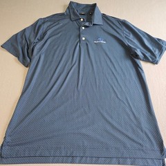 FootJoy Polo Shirt Mens 2XL Navy Blue Folds of Honor Geometric Diamond Print