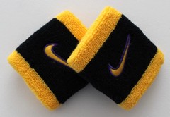 Nike Swoosh Wristbands Adult Dri-Fit Black/Court Purple/University Gold