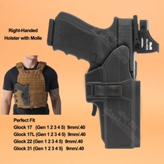 Holster w/ Molle OWB For Glock 22 31 17 17L gen 4-1 G17 G31 Gen3 5 9mm/40 Holder