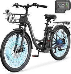 MOONCOOL 26″ Electric Bike for Adults, 700W Peak Power City Cruiser Ebike 36V