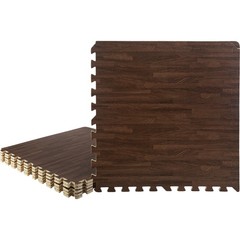 Exercise Foam Flooring – 6 Pc – 2′ x 2′ Tiles 24 Square Feet Yoga Dark Wood