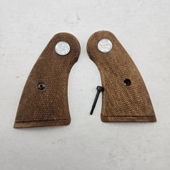 NOS Sile Colt Official Police Grips Grip Wood Revolver Silver Medallion Screw