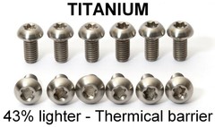 12 Brake Disk Screws in Titanium. 43% lighter, 5 times less heat transfer