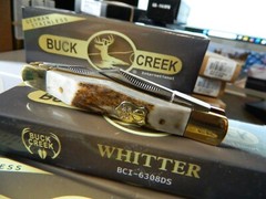 BUCKCREEK KNIVES 3 1/2″ WHITTER STAG HANDLE GENUINE 3 STAINLES STEEL BLADES