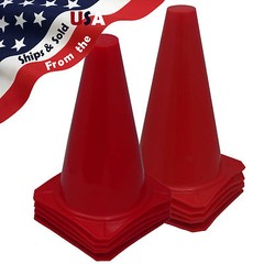 Qty 10 BRAND NEW ~ US SELLER ~ RED CONES 9″ Tall Traffic Safety Training