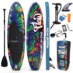 SereneLife Inflatable Stand Up Paddle Board Wide Stance, (6 Inches Thick)