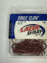 Qty 50 Eagle Claw Laser Sharp Hooks L214RF-1/0 Size 1/0