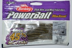 berkley powerbait maxscent max scent d-worm 5.5″ green pumpkin