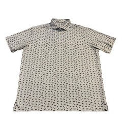 Rhoback Mens XL Performance Golf Polo Blue Grey Black Lab Tennis Ball Print