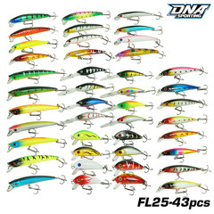 43PCS Fishing Lure Set Crankbait Minnow Jerkbait Mixed Hard Baits Kit