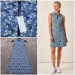 johnnie-O Ginny Dress Womens Floral Stretch Sleeveless Navy Blue XS NEW