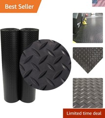 Diamond-Plate Rubber Mat Roll – 3mm Thickness for Safety & Style – Black