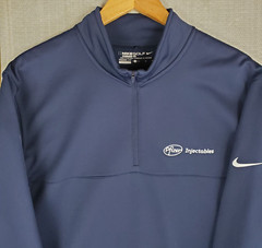 Rare NIKE GOLF x PFIZER INJECTABLES Size Large Mens 1/4 Zip Fleece Lined Blue