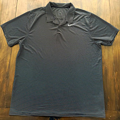 Nike Golf Dri-FIT Men’s Black/White XL Striped Polo Shirt Short Sleeve