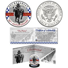 SECRETARIAT Triple Crown 50th Anniversary Famous Photo JFK Half Dollar US Coin