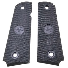 Black Thin 1911 Grips – Checkered Design – Rock Island Armory Logo – Full Size