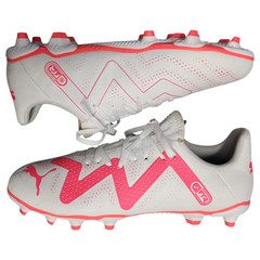 PUMA Future Play FG/AG Cleats Youth US Size 6 White Pink Lace Up 107388-01 EUC