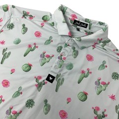 Bad Birdie Mens 2XL Cactus Desert Floral Performance Golf Polo Shirt FLAW