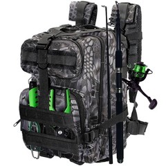 Lightweight Fishing Tackle Backpack Water-Resistant with Rod Holder Storage