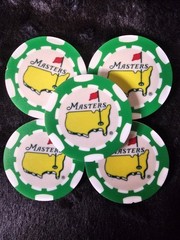 5 Masters Golf Ball Markers Poker Chip Double Sided Slightly Irregular On 1 Side