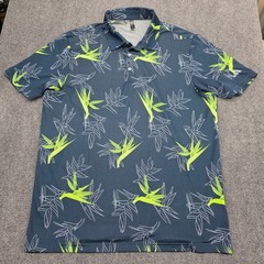 Adidas Mens Golf Polo Shirt Large Blue Bird of Paradise Floral IB2000 Athletic
