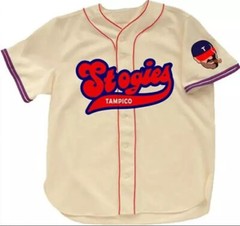 Throwback 1957 Tampico 7 Home Jerseys Custom Stripe Beige Youth/Men Sewn S-6XL