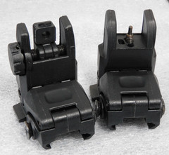 Black Polymer Folding Front and Rear Sight Flip Up Backup Sights Picatinny