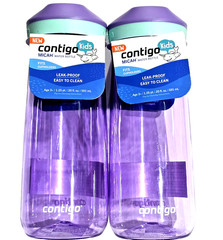 2 Pack Contigo Kids Leak Proof Water Bottle Purple Easy To Clean 20oz