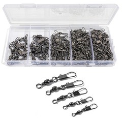 100pcs Fishing Swivels Set Barrel Snap Tackle 5 Sizes Lures Line Connector