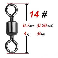 100pcs Fishing Barrel Swivels Stainless Steel Rolling Solid Ring 9LB-1320LB