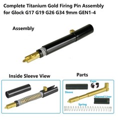 Complete Titanium Gold Firing Pin Assembly for Glock 17 19 26 34 9mm Gen1-4