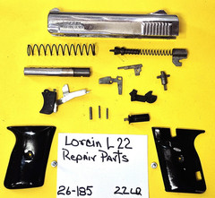 Lorcin L22 .22 LR Chrome Slide Black Grips Trigger Safety Small Parts #26-185