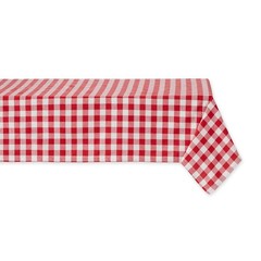 DII Checkered Tablecloth 60×104 Red 100% Cotton Machine Washable Modern